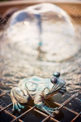 Decorative fountains in garden, effuse water