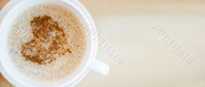 Love cup , heart drawing on latte art coffee