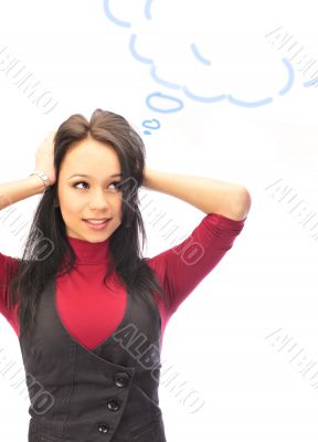 Closeup portrait of young pretty woman 