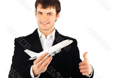 Portrait of young business man isolated on white background