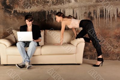 Fashion style photo of an attractive young couple