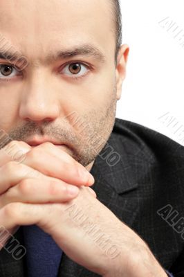Closeup image of a happy aged man