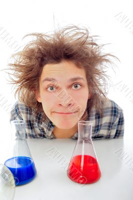 Crazy man portrait isolated background