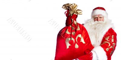 Santa Claus standing up on white background w