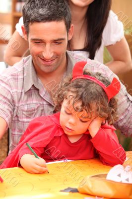 father and little girl at Halloween