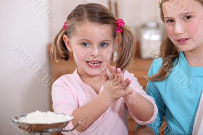 Children baking in the kitchen