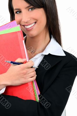 professional woman with folders