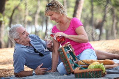 Couple enjoying picnic