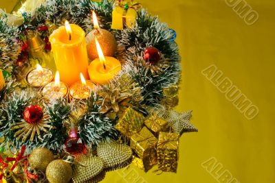 Christmas carol and burning candles