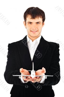 Portrait of young business man isolated on wh