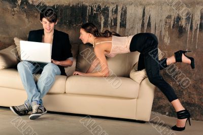 Fashion style photo of an attractive young couple