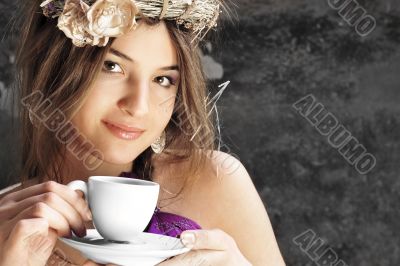 Closeup portrait of young cute woman