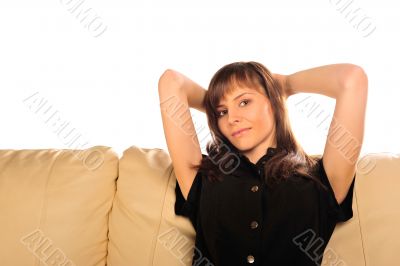 Closeup portrait of young pretty woman 