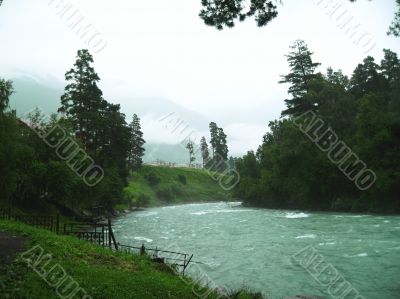 Wild caucasus river Zelenchuck. Arhyz. Cherkessia republic