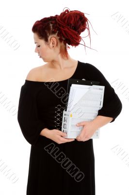Young woman with folder of documents