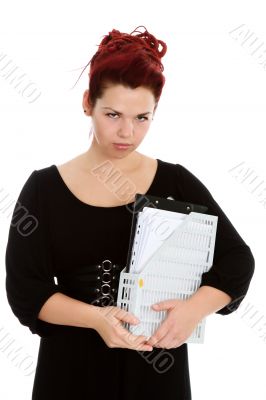 Young woman with folder of documents