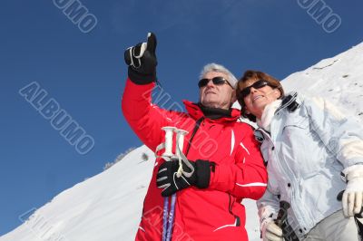 Couple looking a bird in the sky