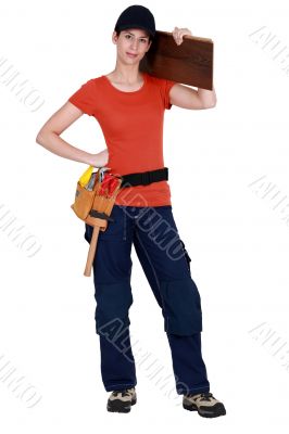 Woman with floorboards