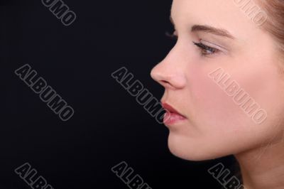 Head-shot of woman in studio