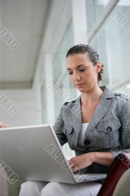 Woman working on her laptop