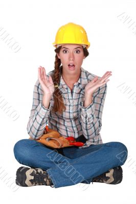 A clueless female construction worker.