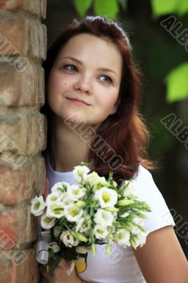 The girl with a bouquet