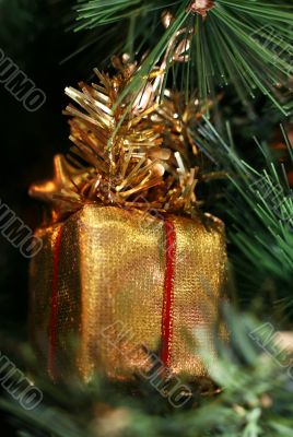 Gold box of a gift 