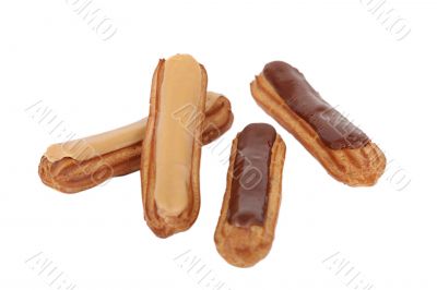 French Eclairs isolated on white background