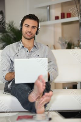Man using headphones