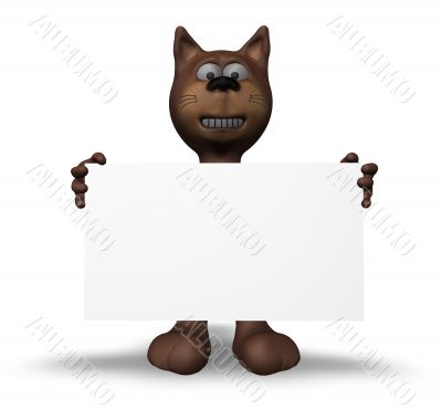 cat wih blank sign