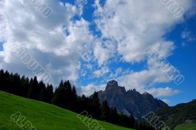 mountain and grass