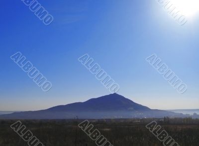 Mashuck mountain and autumn landscape. Pyatigorsk panorama