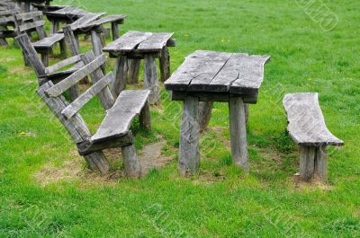 Wooden bench in park