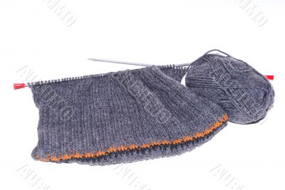 Grey knitting wool