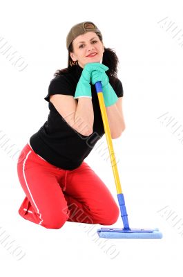 woman with a mop