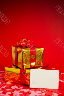 Two presents and blank card