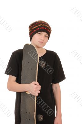 The teenager with a skateboard 