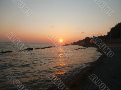Golden sunset and Black sea. Russia summertime