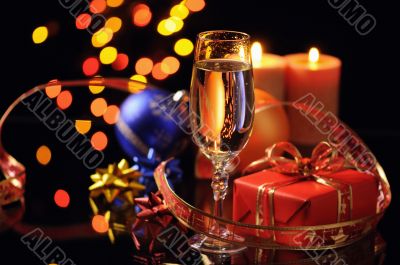 Wineglass with a champagne