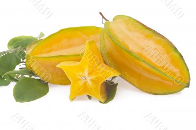 Starfruit, carambola isolated on white
