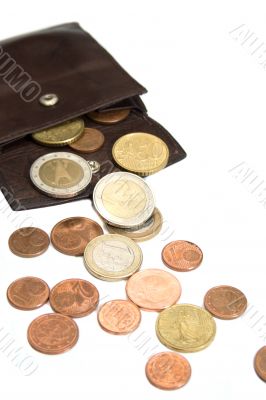 Euro coins and wallet
