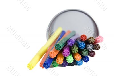Markers lying in pencil holder