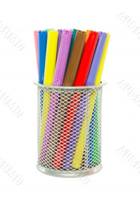 Metallic socket with colorful felt pens