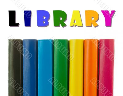 Row of colorful books` spines - Library concept