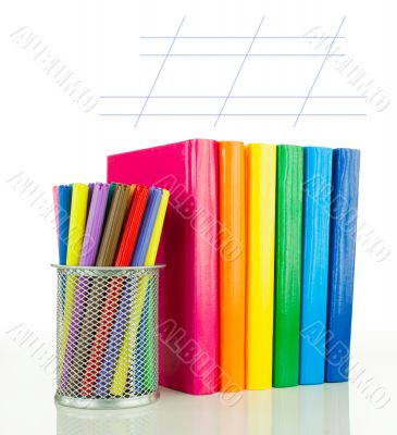 Row of colorful books - Back to school concept