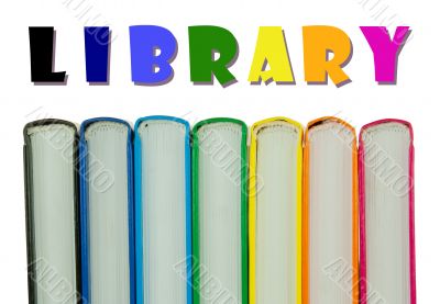 Row of colorful books` spines - Library concept