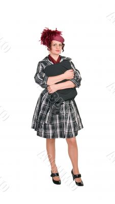 the woman is with a bag