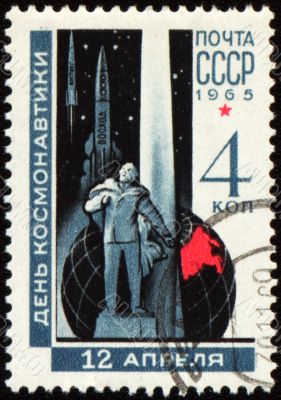 Russian scientist Tsiolkovsky on post stamp