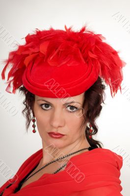 woman is in red hat