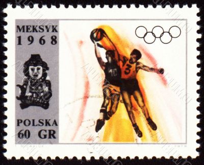 Basketball on post stamp of Poland